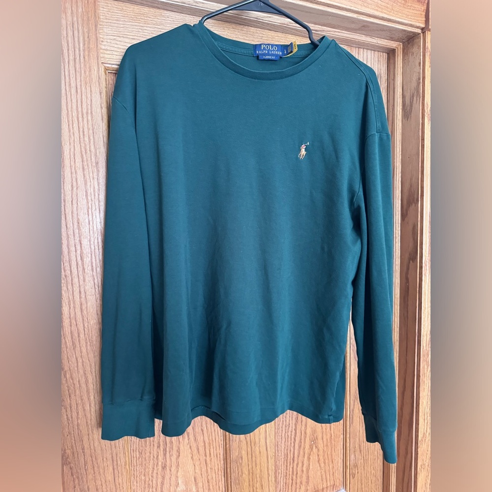Women’s size L, Polo by Ralph Lauren dark green classic fit long sleeve, EUC